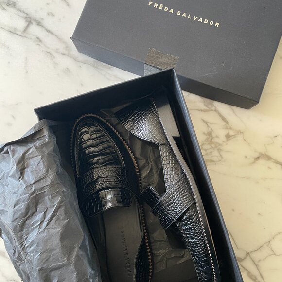 FREDA SALVADOR Tash D'Orsay Moccassin Loafers Black 10 Medium US - Picture 13 of 13